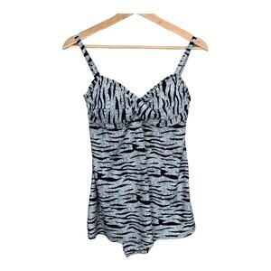 Valerie Bertinilli One Piece Skirted Swimsuit Swim Dress Modest 12